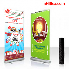 Bảng quảng cáo di động với bạt in Hiflex và Standee cuốn