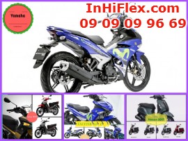 In băng rôn Hiflex quảng cáo chương trình triễn lãm xe máy Yamaha mới nhất 2017 cho Đại lý Yamaha