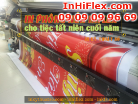 In phông nền tiệc tất niên cuối năm từ chất liệu hiflex