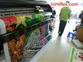 In phun khổ lớn làm phông nền giới thiệu món ăn tại nhà hàng